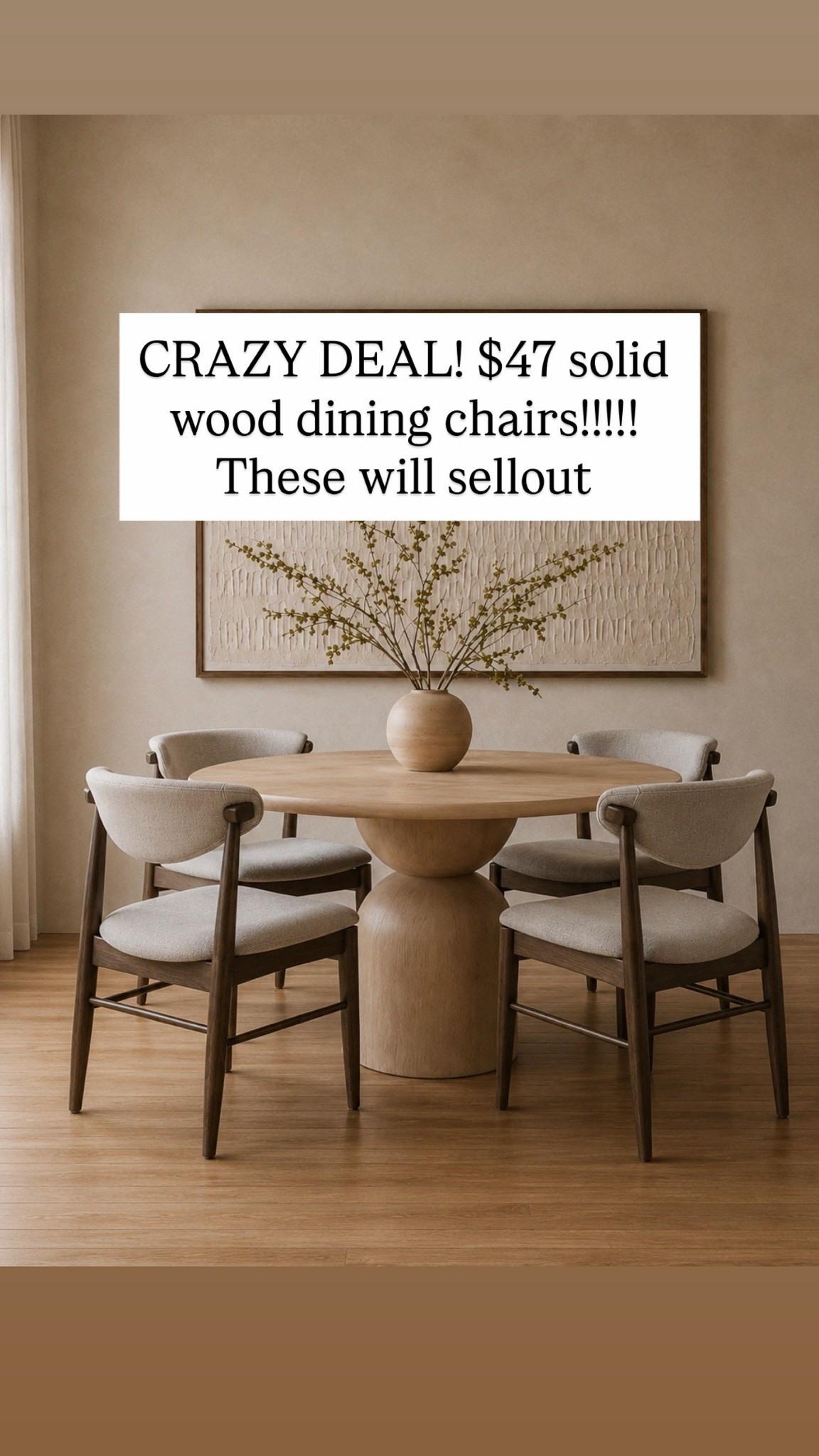 CRAZY DEAL! $47 solid wood dining chairs!!!!! These will sellout
