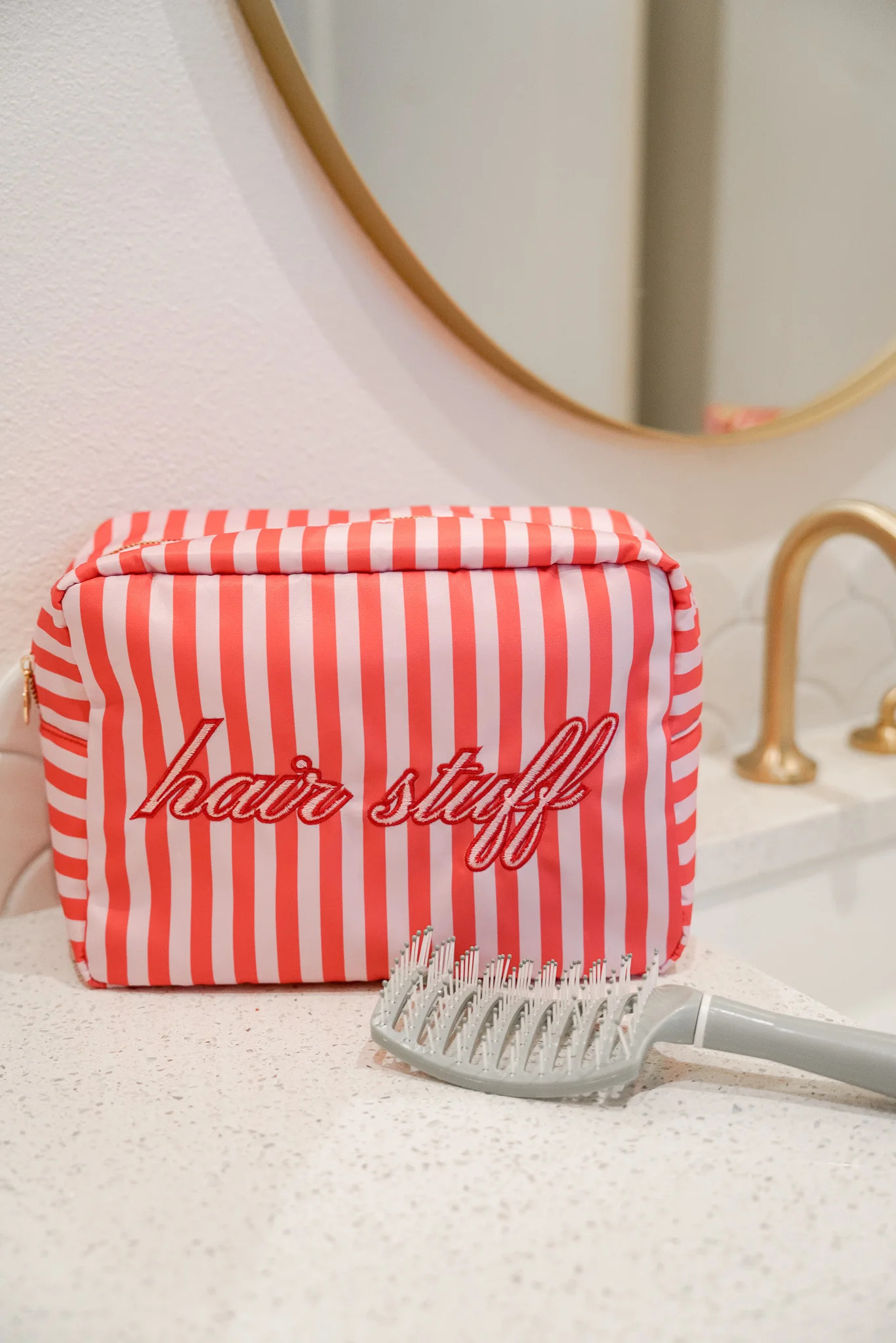 Hair Stuff - Pink & Red Stripes XL Bag | KenzKustomz