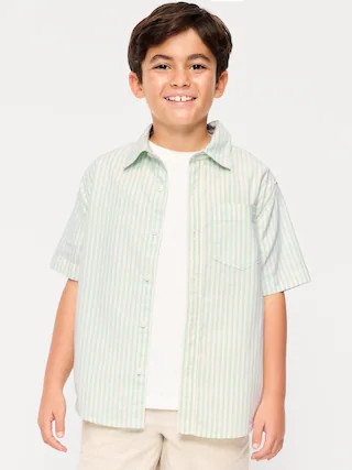 Short-Sleeve Striped Pocket Oxford Shirt for Boys | Old Navy (US)