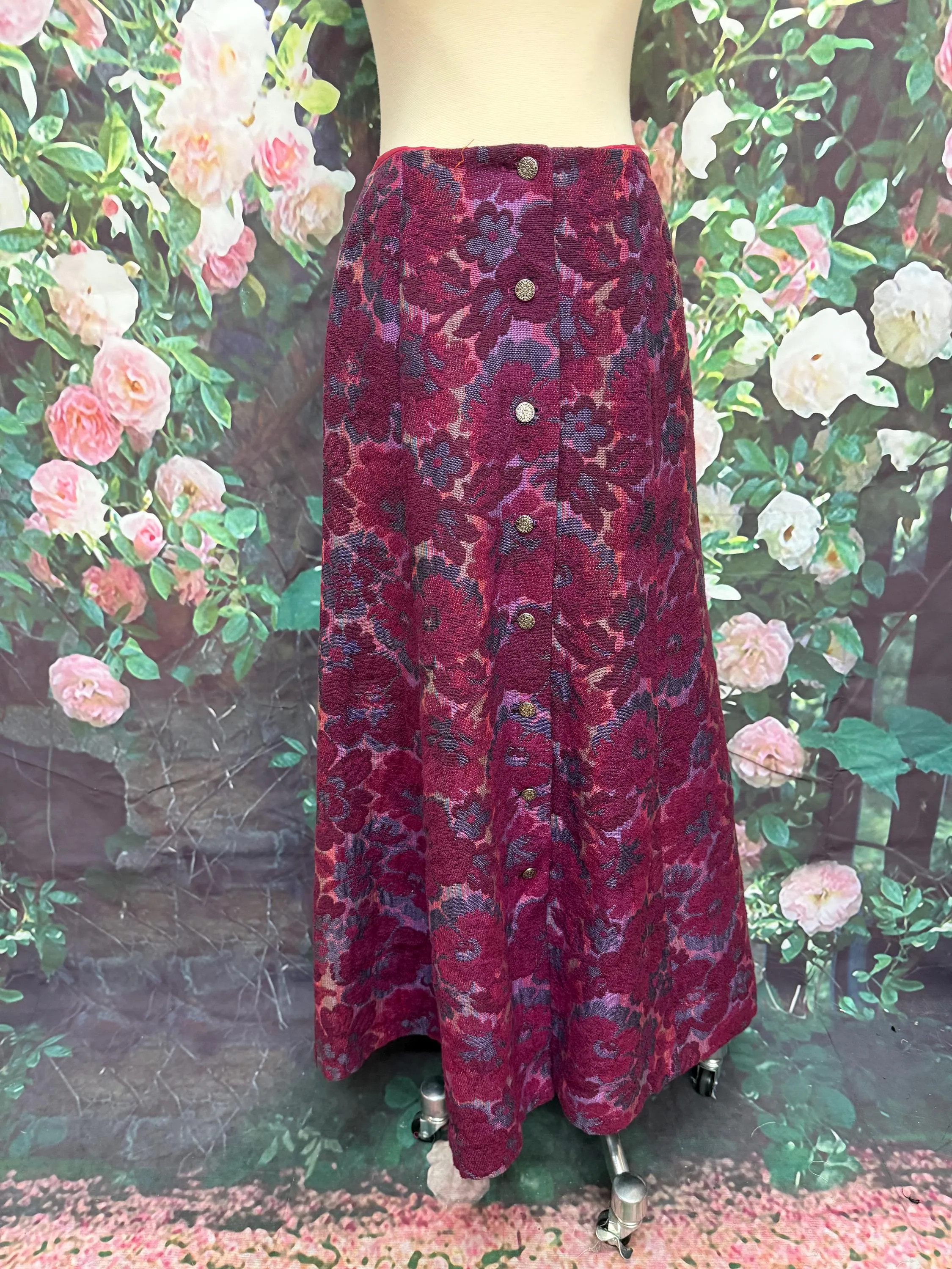 70s Purple Floral Tapestry Maxi Skirt by Patty Woodard | Etsy (US)