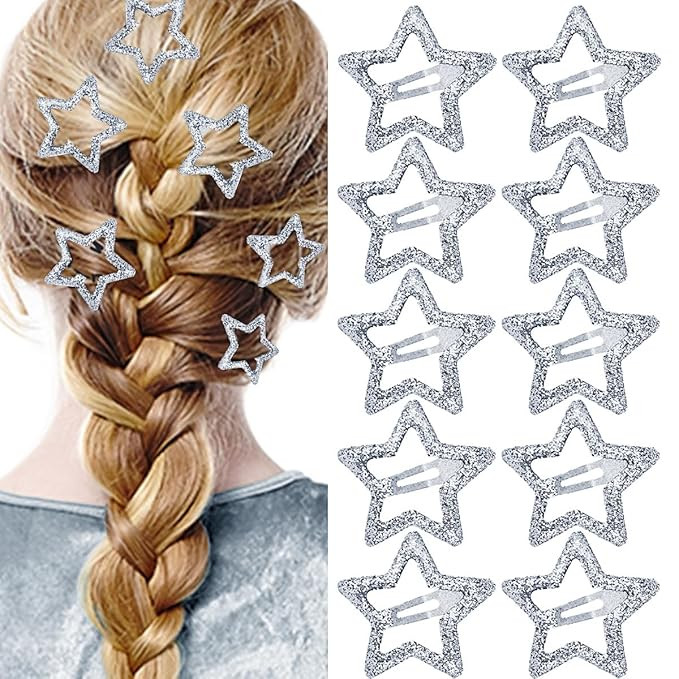 10PCS Glitter Metal Hair Barrettes for Girls Women - Cute Y2K 2000s Star Hairpins Headpieces and ... | Amazon (US)