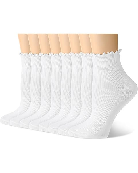 Hstyle 6 Pairs of Ruffle Socks Women, Cute Ruffle Ankle Socks | Amazon (US)