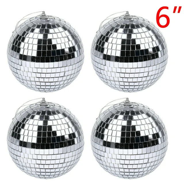 4 Packs 6" Mirror Glass Disco Ball DJ Dance Home Party Club Stage Lighting Hanging Balls Party Li... | Walmart (US)