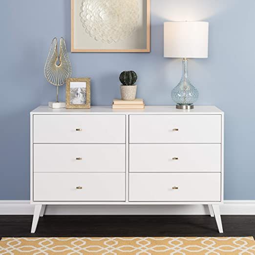 Prepac Milo Mid Century Modern Dresser, 6-Drawer, White | Amazon (US)