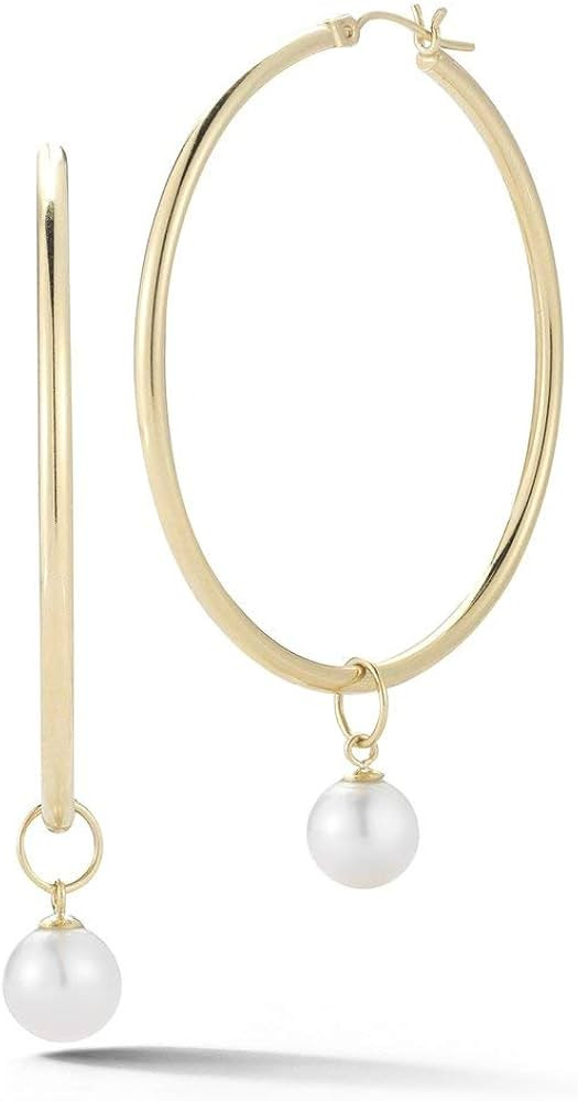 Amazon.com: Mateo New York, Detachable Pearl Hoop - 45mm : Clothing, Shoes & Jewelry | Amazon (US)