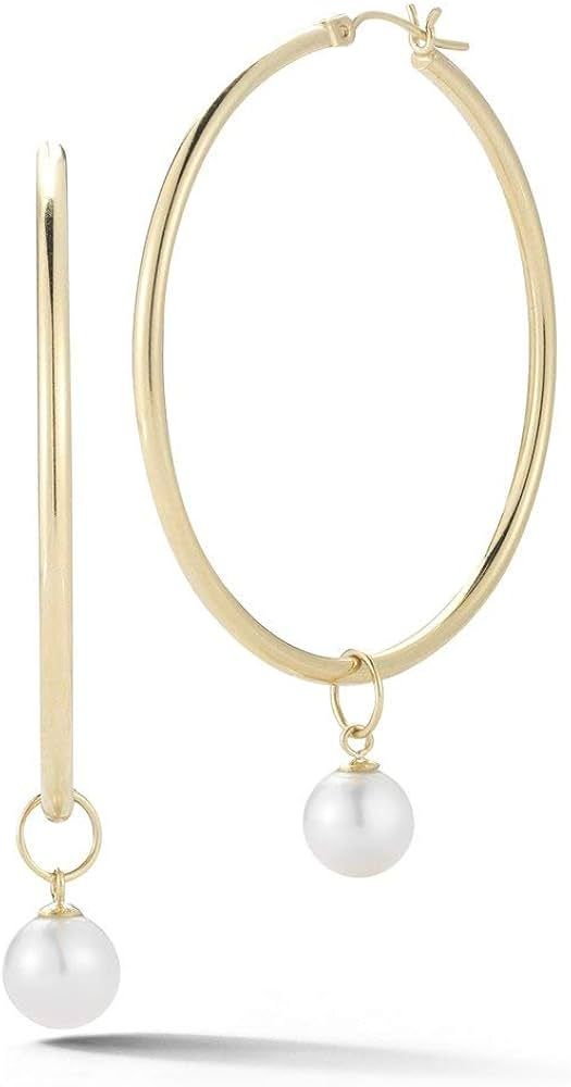 Amazon.com: Mateo New York, Detachable Pearl Hoop - 45mm : Clothing, Shoes & Jewelry | Amazon (US)