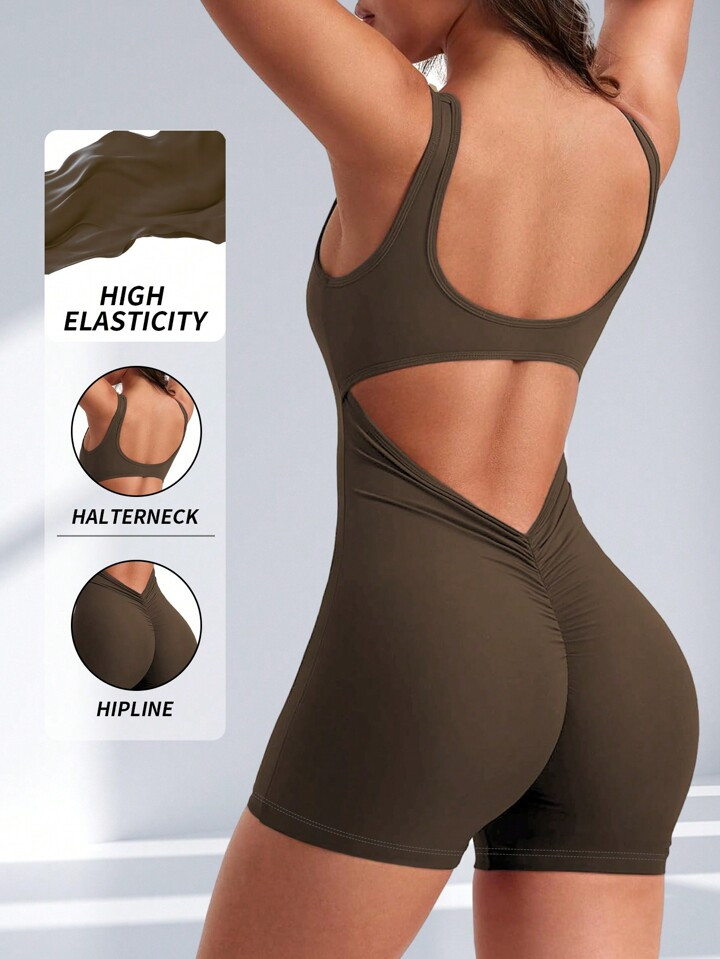 Yefecy Rompers deportivos sólidos básicos de yoga, mono deportivo de moda de unicolor, body de ... | SHEIN