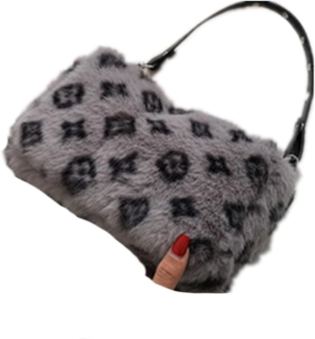 Y2K Purse Plush Bags Winter Accessories Girls Shoulder Bags Mini Purse for Outfit Chic Cool Chain... | Amazon (US)