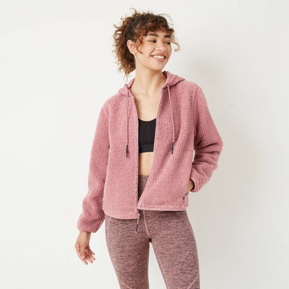 Women's Full Zip Sherpa Jacket with Hood - JoyLab™ | Target