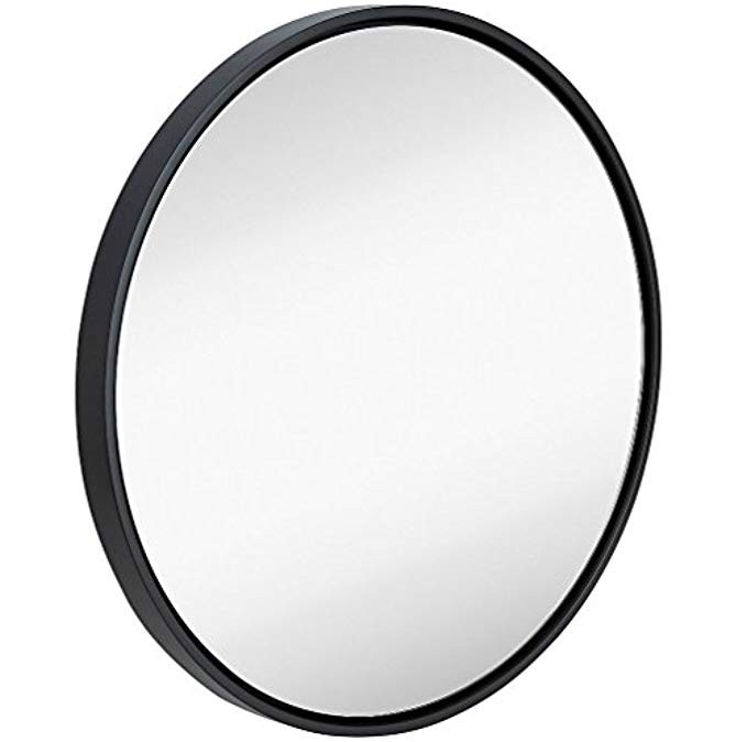 Clean Large Modern Black Circle Frame Wall Mirror | Contemporary Premium Silver Backed Floating Roun | Amazon (US)