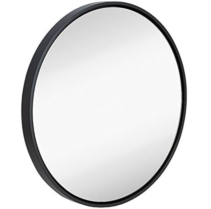 Clean Large Modern Black Circle Frame Wall Mirror | Contemporary Premium Silver Backed Floating Roun | Amazon (US)