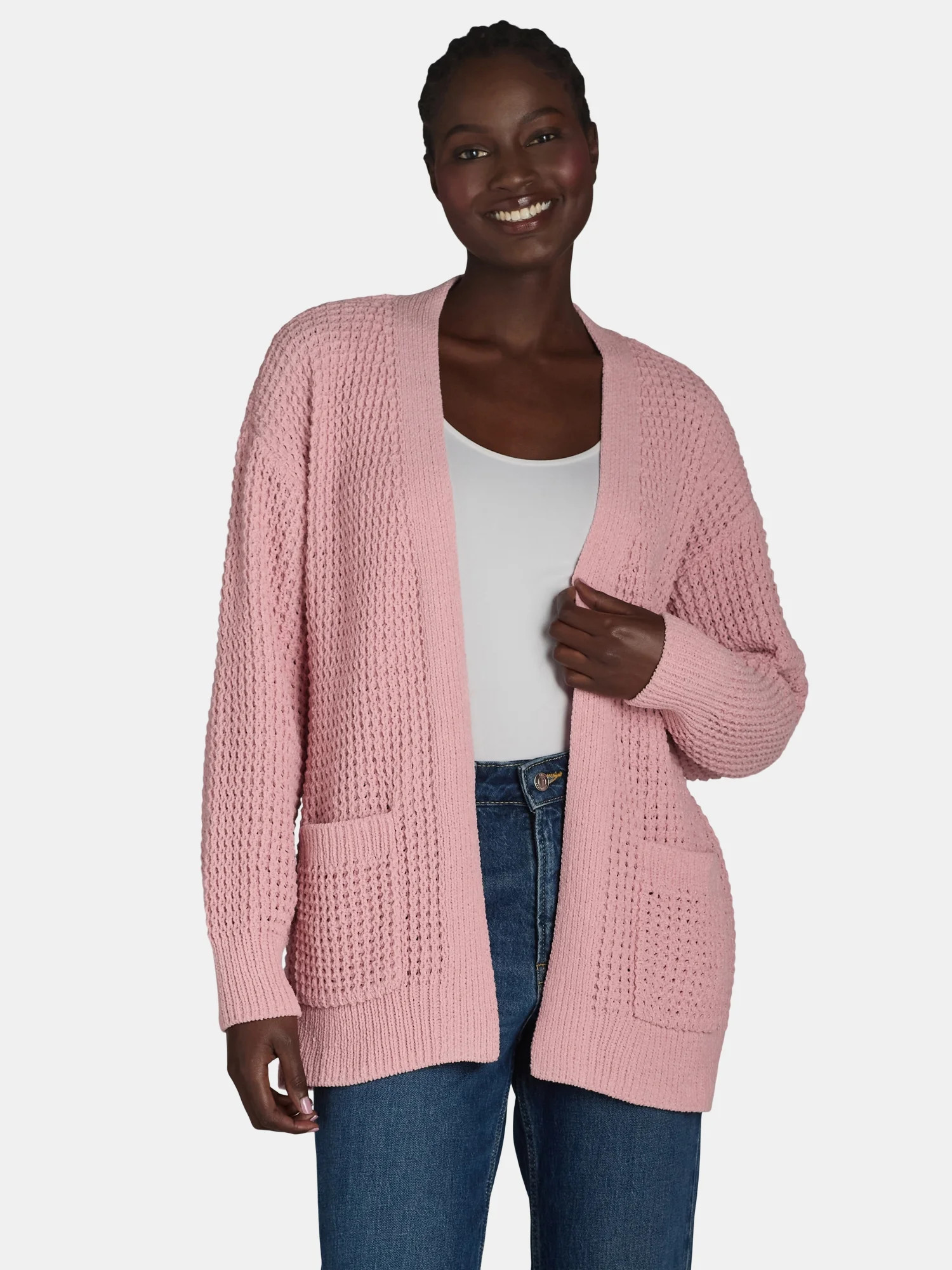 Time and Tru Women's Chenille Cardigan Sweater, Midweight, Sizes XS-XXXL | Walmart (US)
