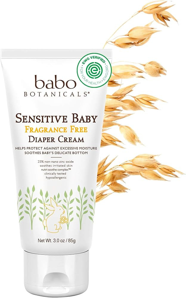 BABO Botanicals Sensitive Baby Fragrance-Free Diaper Cream - 25% Natural Zinc Oxide - Calendula, ... | Amazon (US)