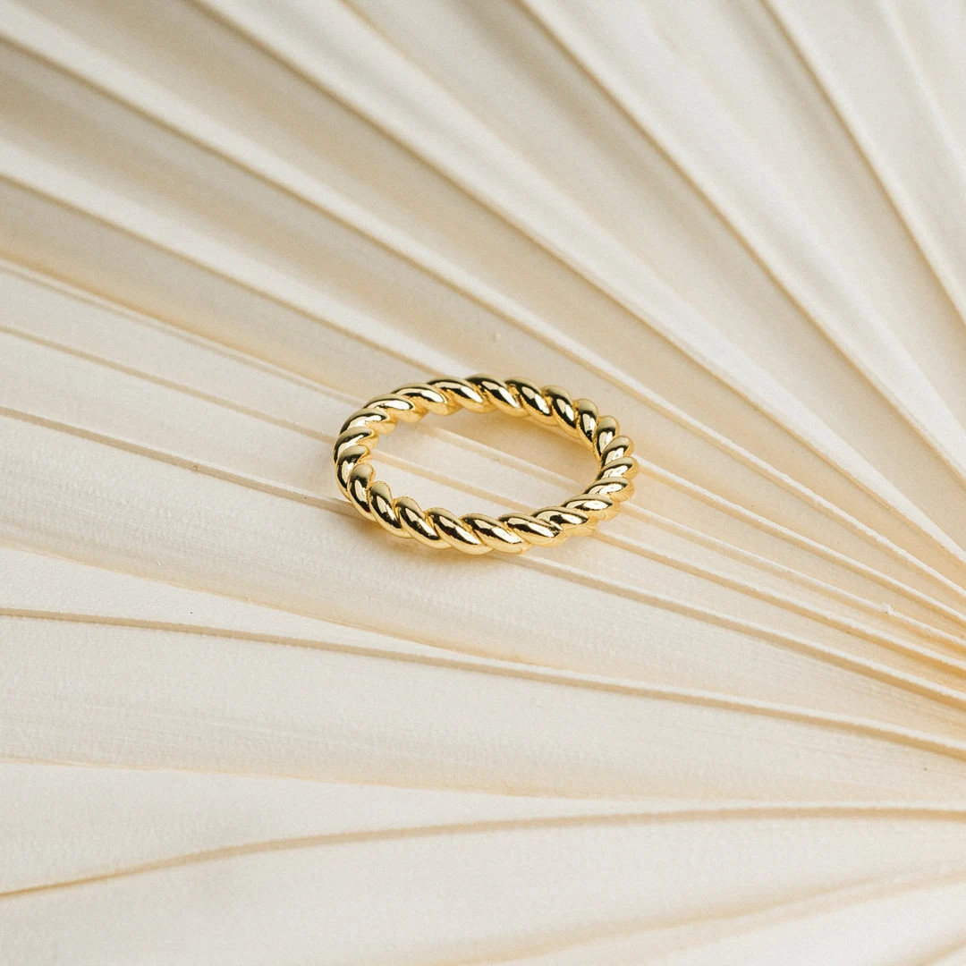 Gold Twisted Ring by Caitlyn Minimalist Eternity Ring Minimalist Ring Stacking Ring Thick Twist R... | Etsy (US)