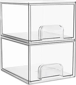 Vtopmart 2 Pack Stackable Makeup Organizer Storage Drawers, 4.4'' Tall Acrylic Bathroom Organizer... | Amazon (CA)