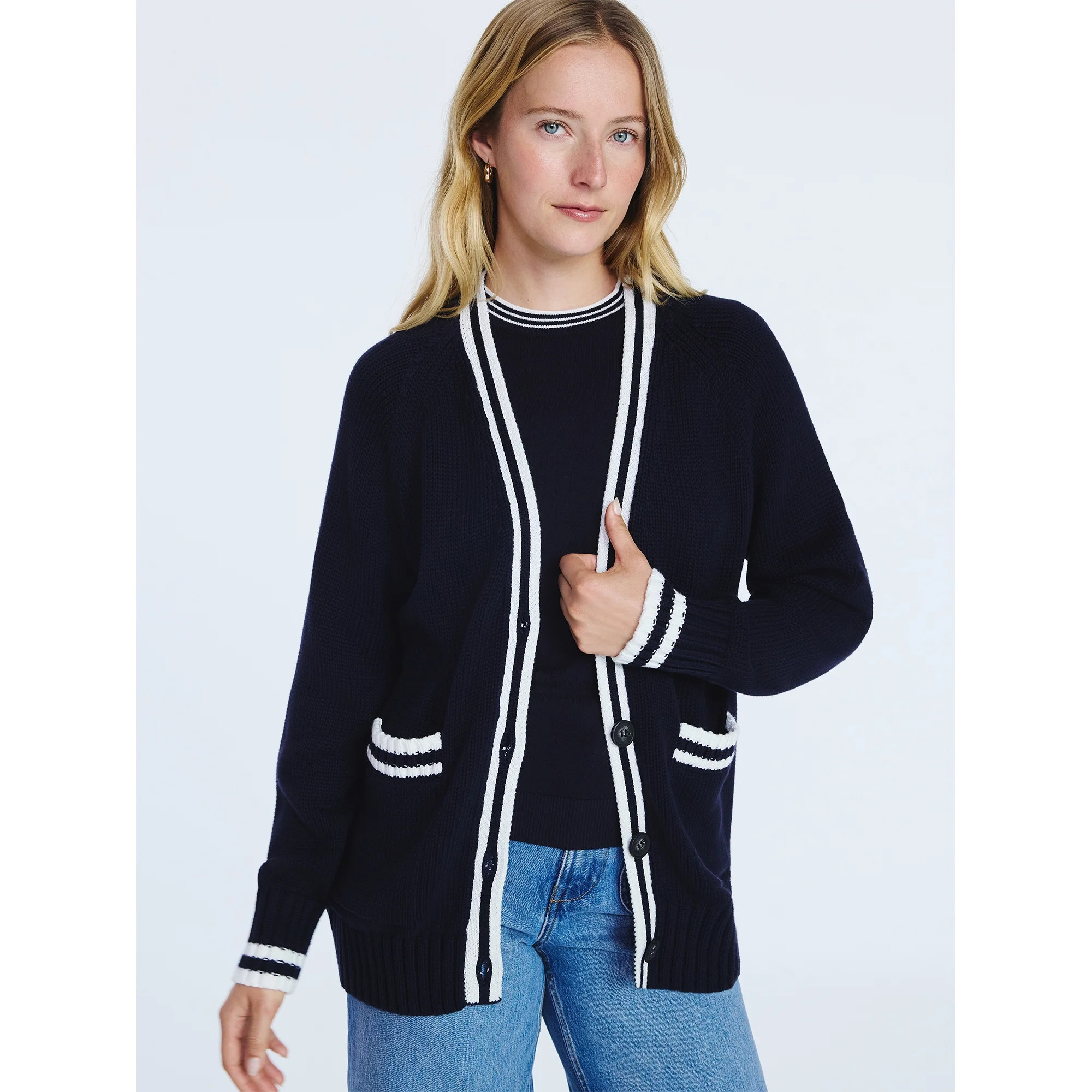 Free Assembly Women's and Women's Plus Cotton Grandpa Cardigan Sweater, Sizes XS-4X | Walmart (US)