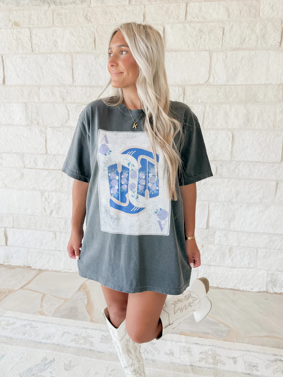 Cowgirl Boots Playing Card Graphic Tee | CK Squared Boutique