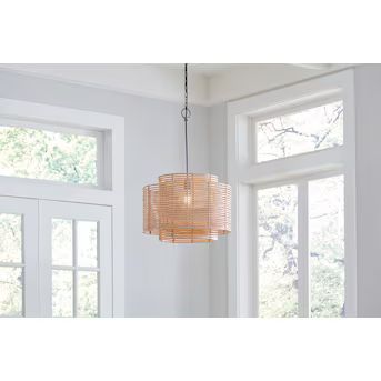 allen + roth Aubrey 1-Light Raw Iron Canopy with Light Natural Rattan Shade Transitional Dry rate... | Lowe's