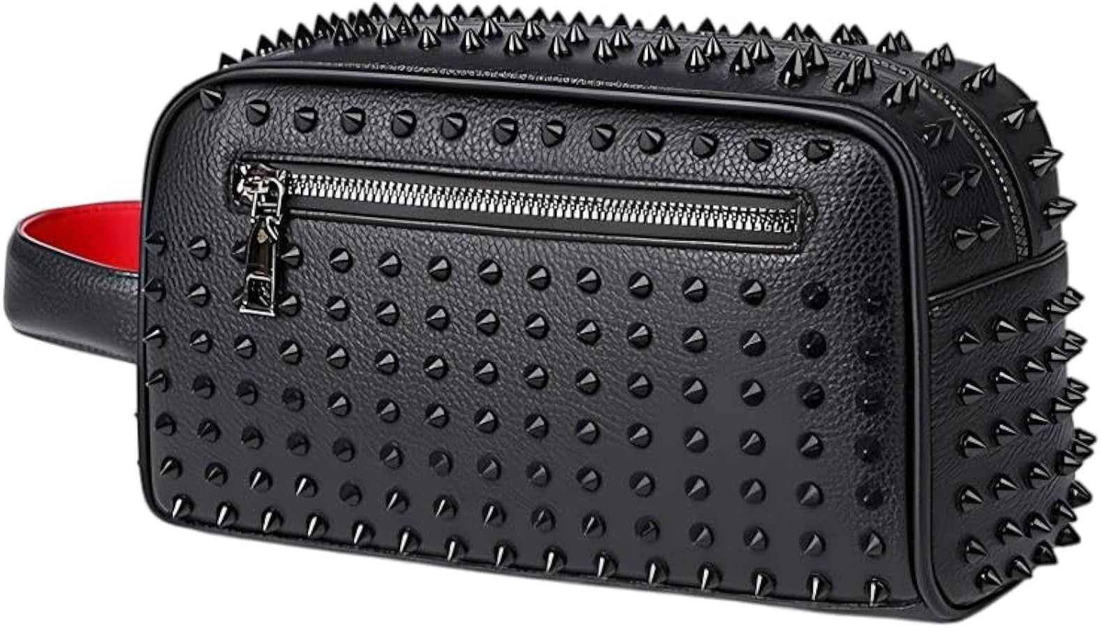 Punk Rock Studded Clutch Bag, Black Faux Leather with Metal Spike Design, 9.1x5.1x3.9 Inches, Zip... | Amazon (US)