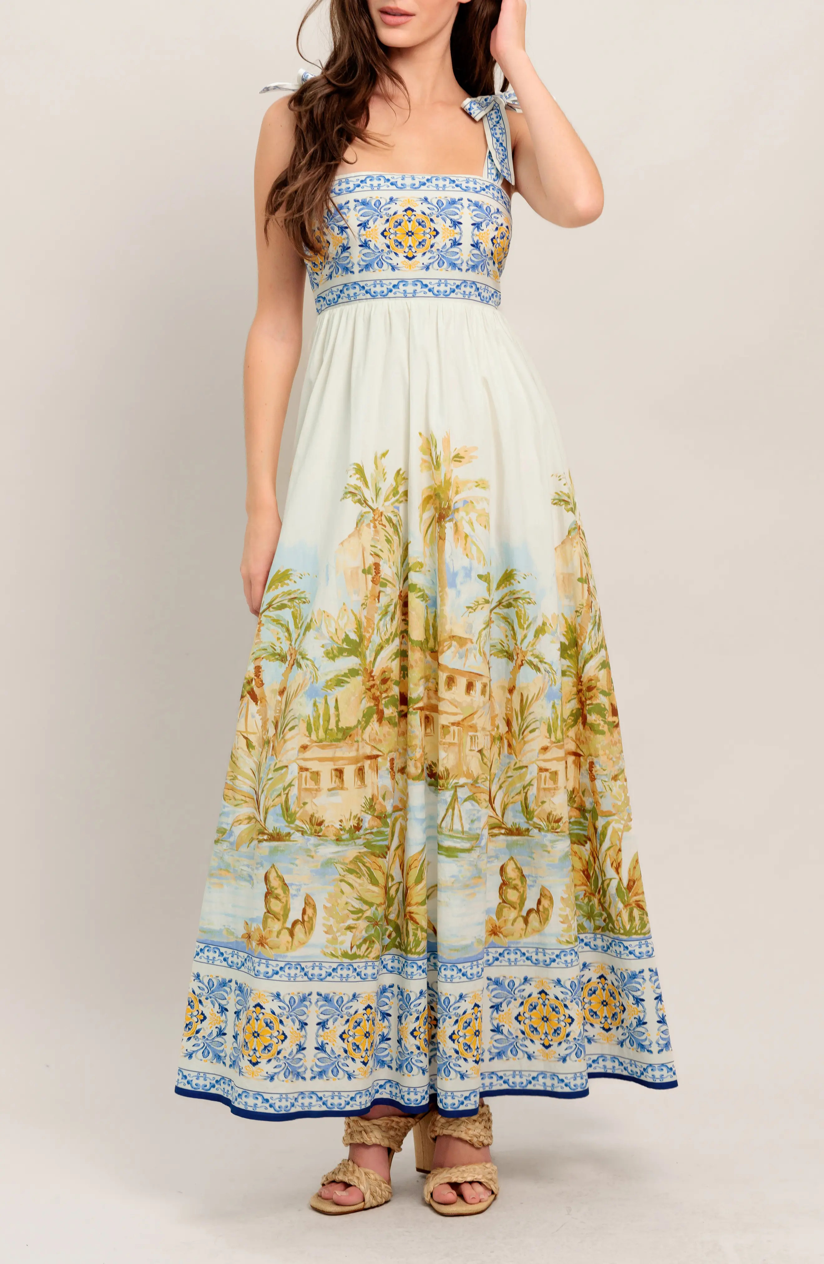 Square Neck Bow Tie Strap Maxi Dress (Women) | Nordstromrack | Nordstrom Rack