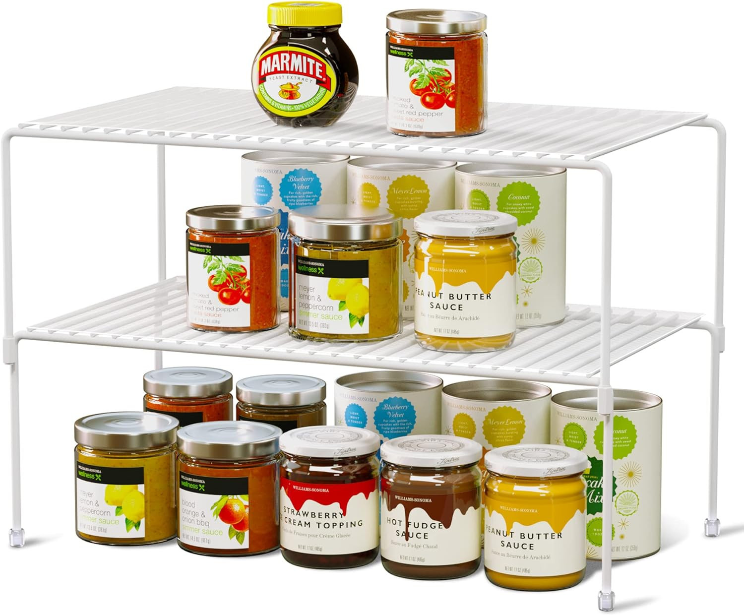 Set of 2 Kitchen Cabinet Organizer and Storage Shelves Stackable Expandable Storage Racks with An... | Amazon (US)