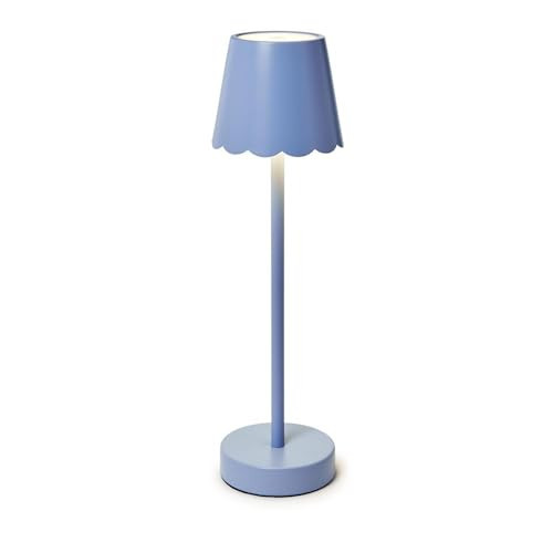 Two's Company Scalloped Edge Shade LED Cordless Table Lamp, 14-Inch, Blue | Amazon (US)