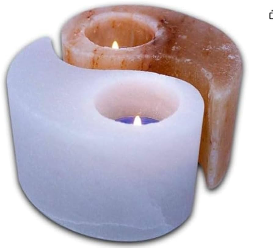 Salacia All Natural Himalayan Salt Rock Pink and White Yin Yang Tea Light Votive Candle Holder Se... | Amazon (US)