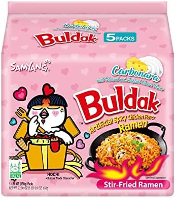 Samyang Buldak Spicy Ramen, Hot Chicken Ramen, Korean Stir-Fried Instant Noodle, Carbonara, 1 Bag... | Amazon (US)