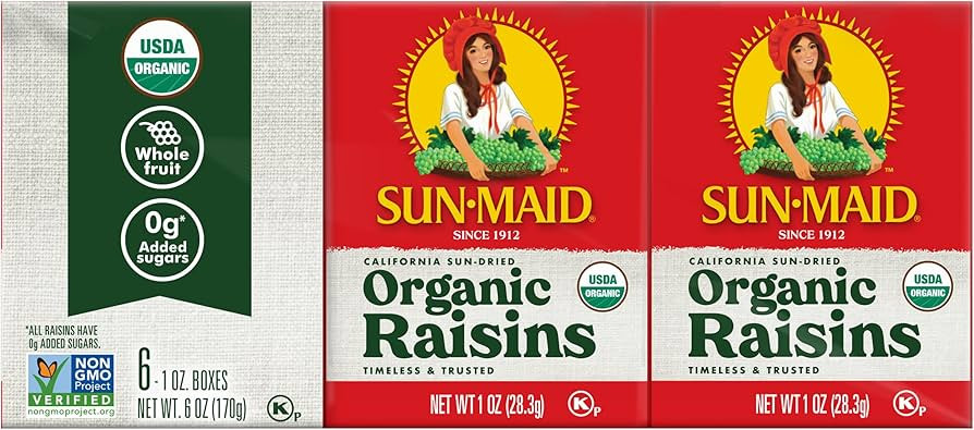 Sun-Maid Organic California Sun-Dried Raisins - (72 Pack) 1 oz Snack-Size Box - Organic Dried Fru... | Amazon (US)