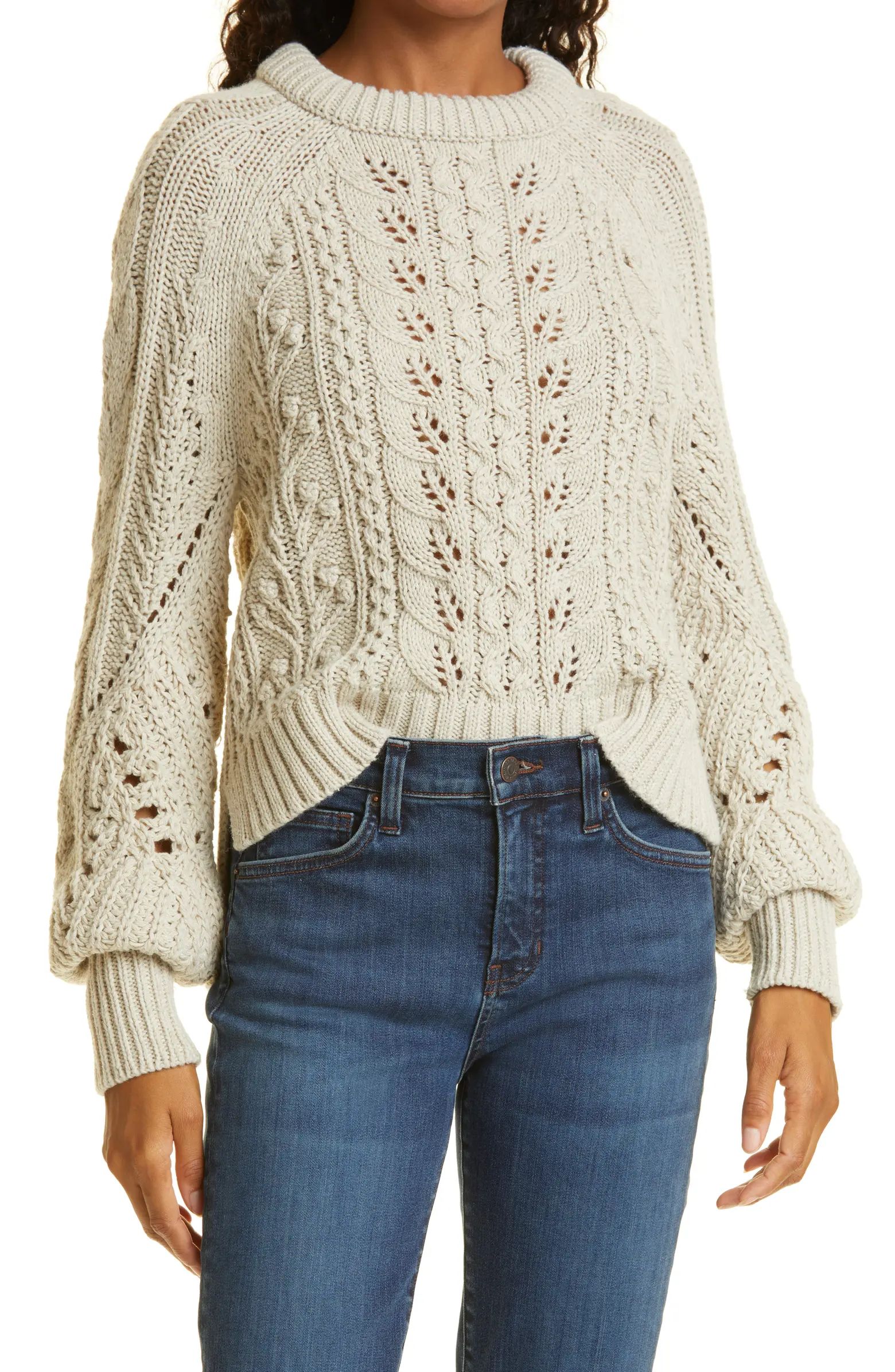 Veronica Beard Asita Pointelle Merino Wool & Silk Blend Sweater | Nordstrom | Nordstrom