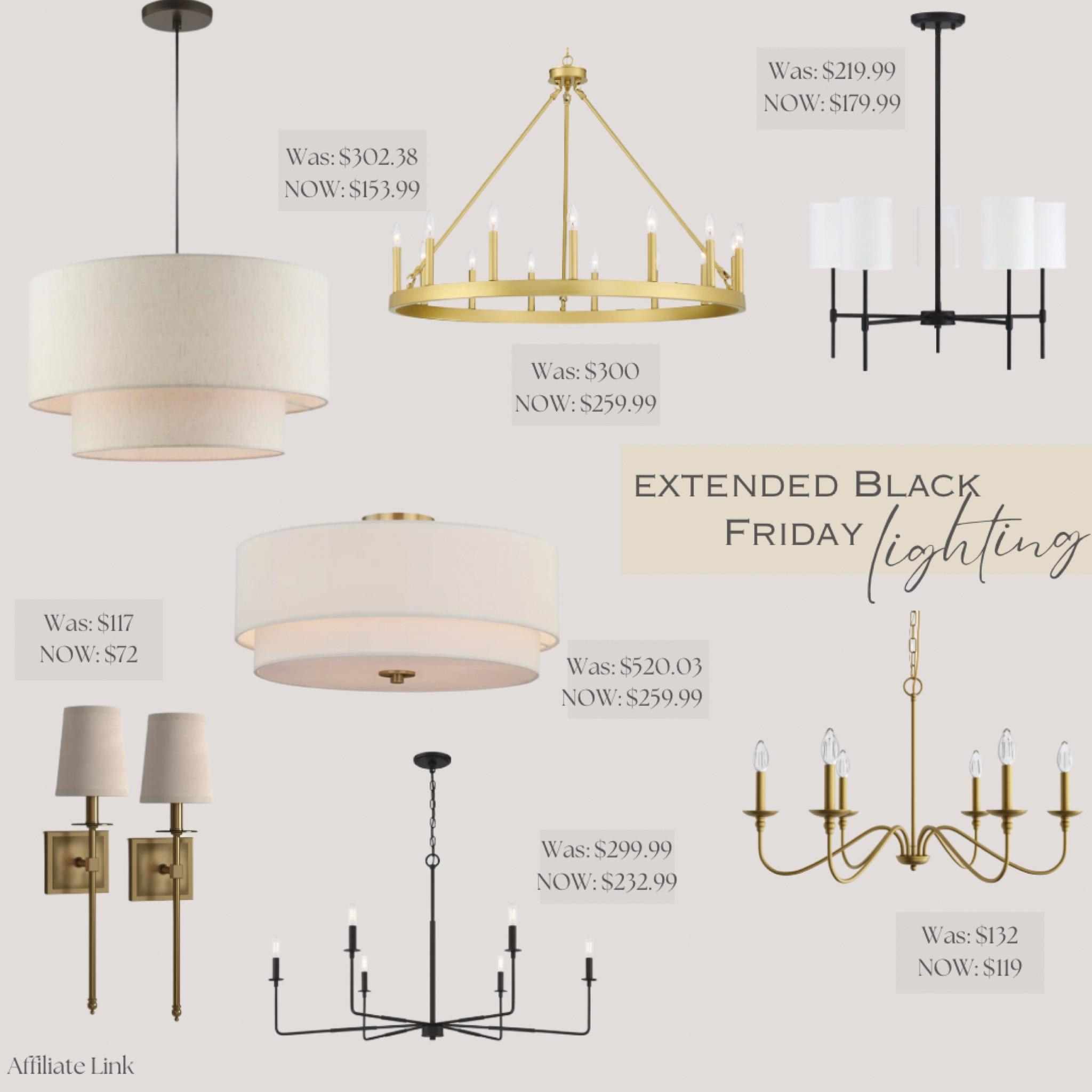 Extended Black Friday sales!! 

Lighting, black lighting, brass lighting, chandelier, wall sconce, Wayfair 

#LTKhome #LTKCyberWeek
