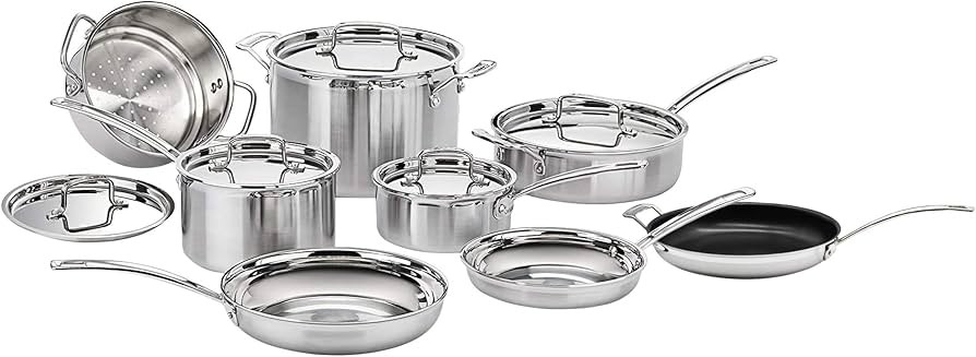 Cuisinart MCP-13 MultiClad Pro Stainless-Steel Cookware 13-Piece Cookware Set, Silver | Amazon (US)