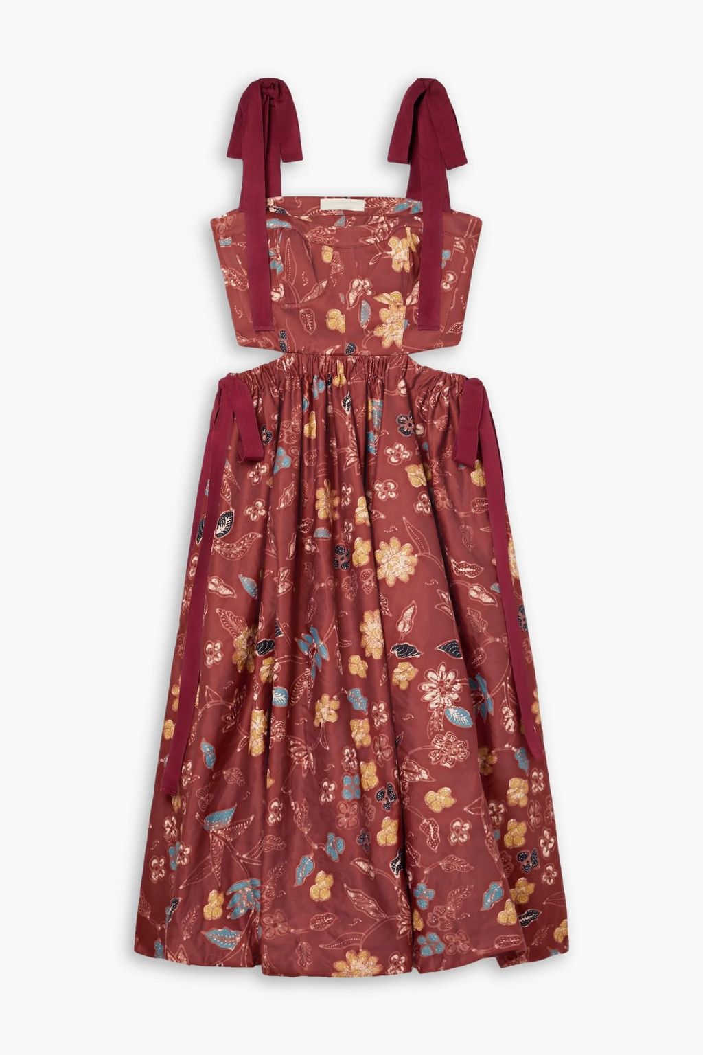Gabrielle cutout tie-detailed floral-print sateen midi dress | The Outnet (US and CA)