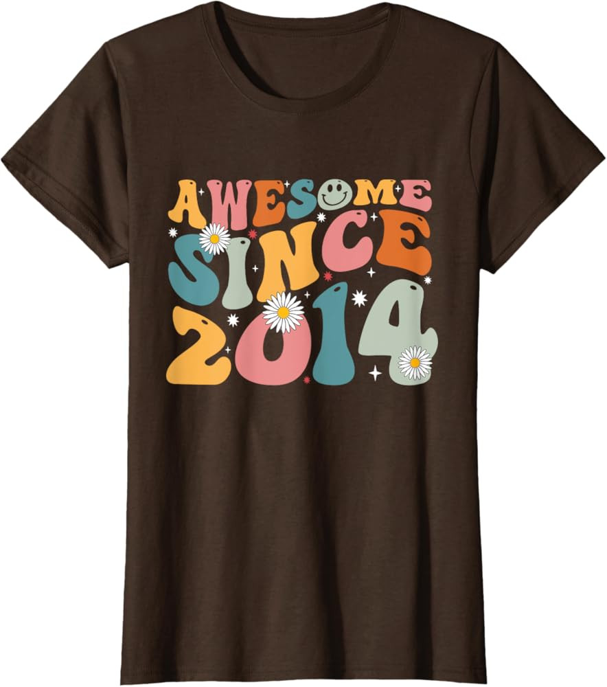 Awesome Since 2014 10th Birthday Retro Gifts Born In 2014 T-Shirt | Amazon (US)