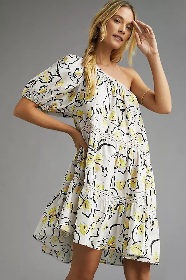 Velvet by Graham & Spencer One-Shoulder Floral Mini Dress By Velvet by Graham & Spencer in Assorted  | Anthropologie (US)