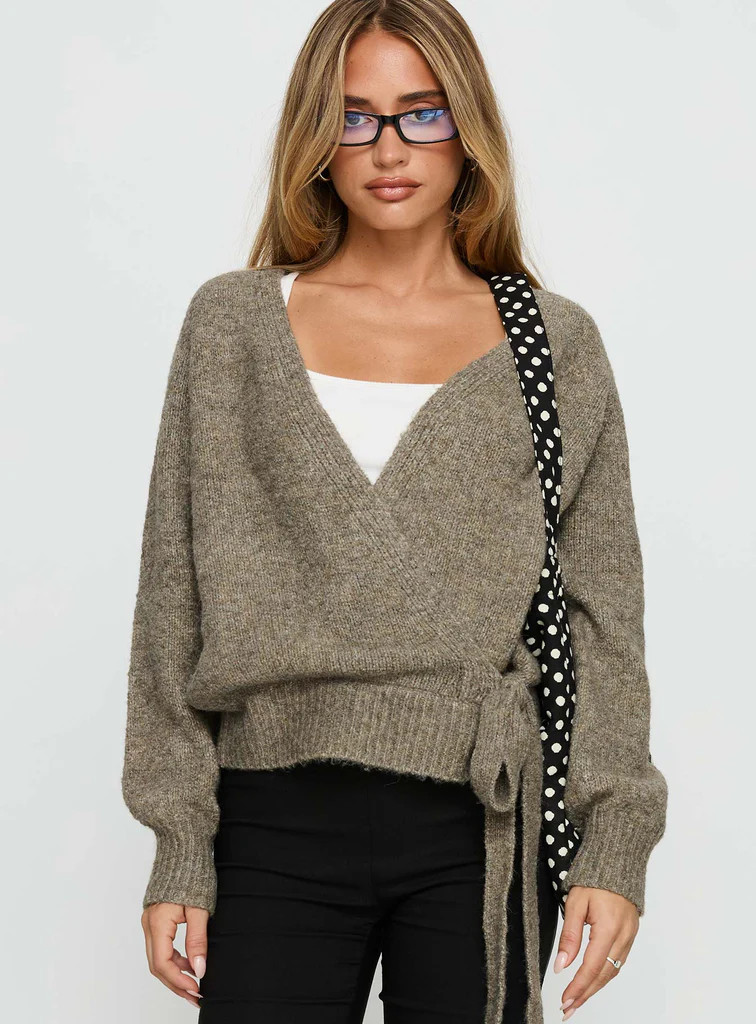 Daelan Wrap Knit Cardigan Brown | Princess Polly US