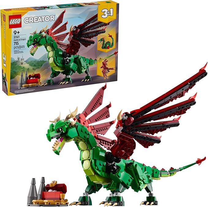 LEGO Creator 3 in 1 Medieval Dragon Toy - Building Toy with 3 Build Options, Dragon, Sea Serpent,... | Amazon (US)