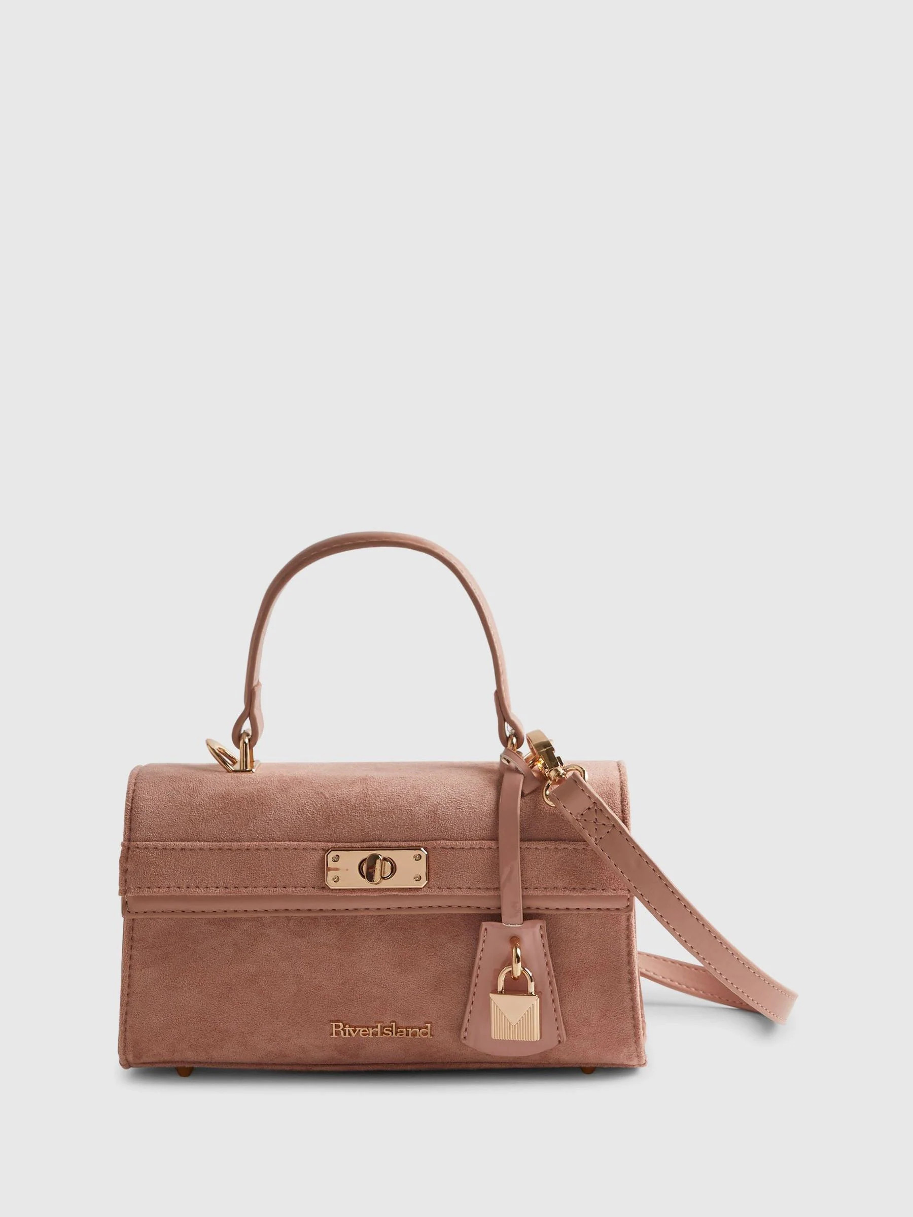 River Island Lock Front Faux Suede Tote Bag | Next US