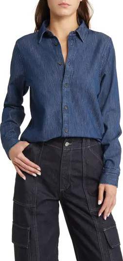 AG x EmRata Elena Chambray Button-Up Shirt | Nordstrom | Nordstrom