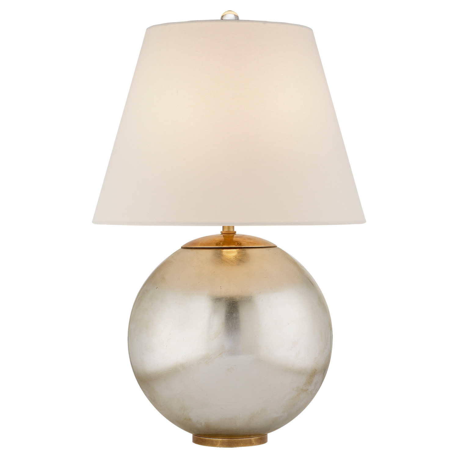 Visual Comfort Morton Modern Silver Leaf Linen Bedside Table Lamp - Small | Kathy Kuo Home