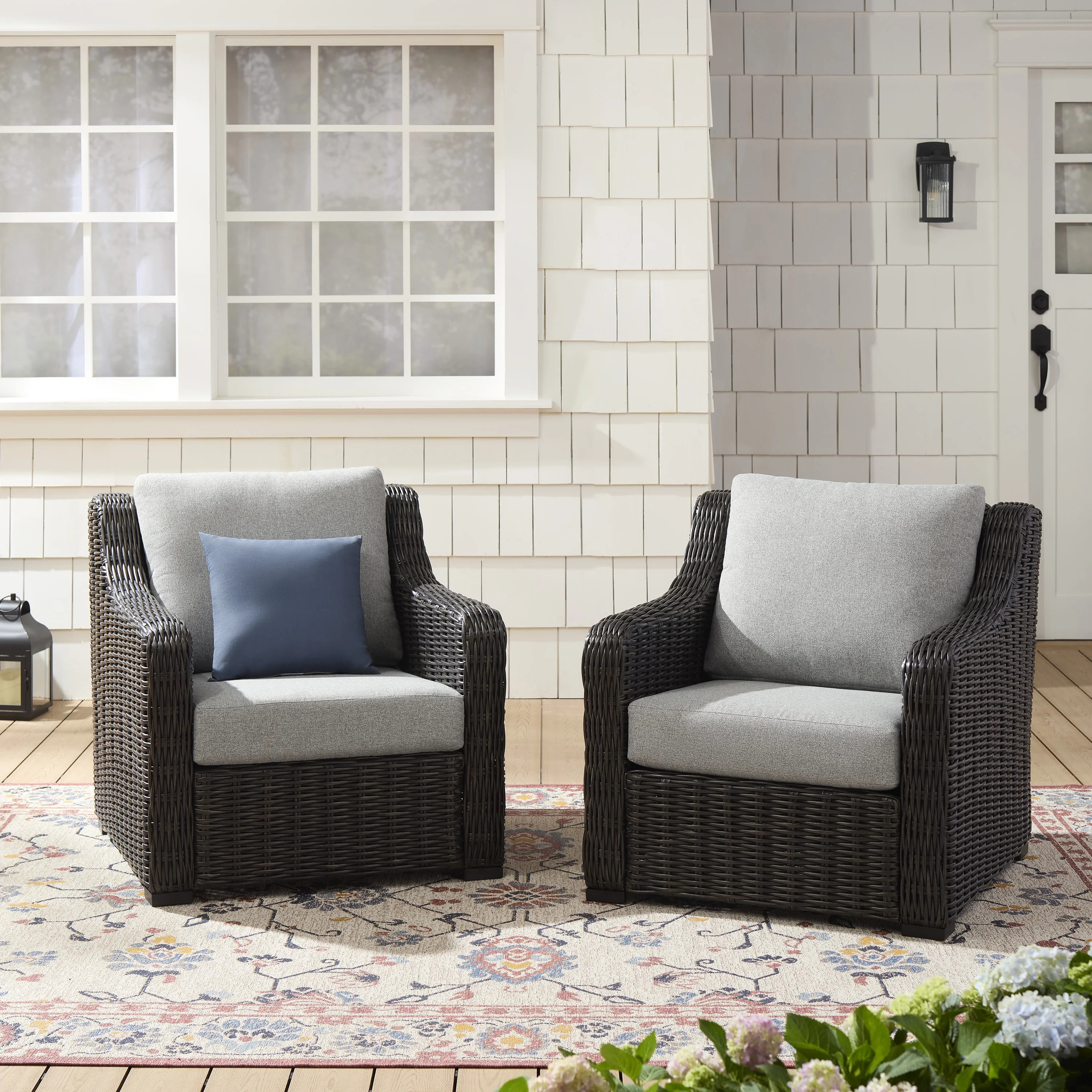 Better Homes & Gardens Bellamy Outdoor Wicker Club Lounge Chair, Dark Brown, 2 Pack | Walmart (US)