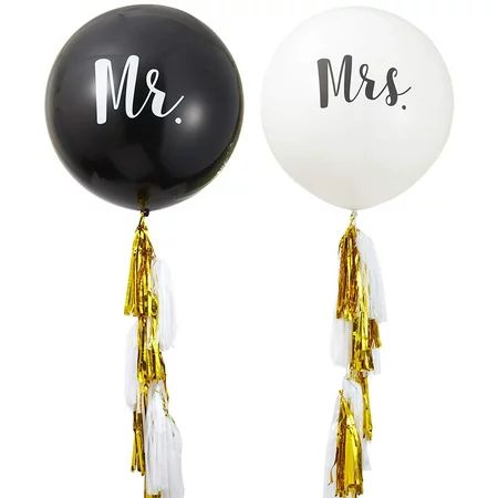2 Packs Jumbo Mr. & Mrs. Wedding Balloons 36"" with Tassel for Wedding Party Décor | Walmart (US)