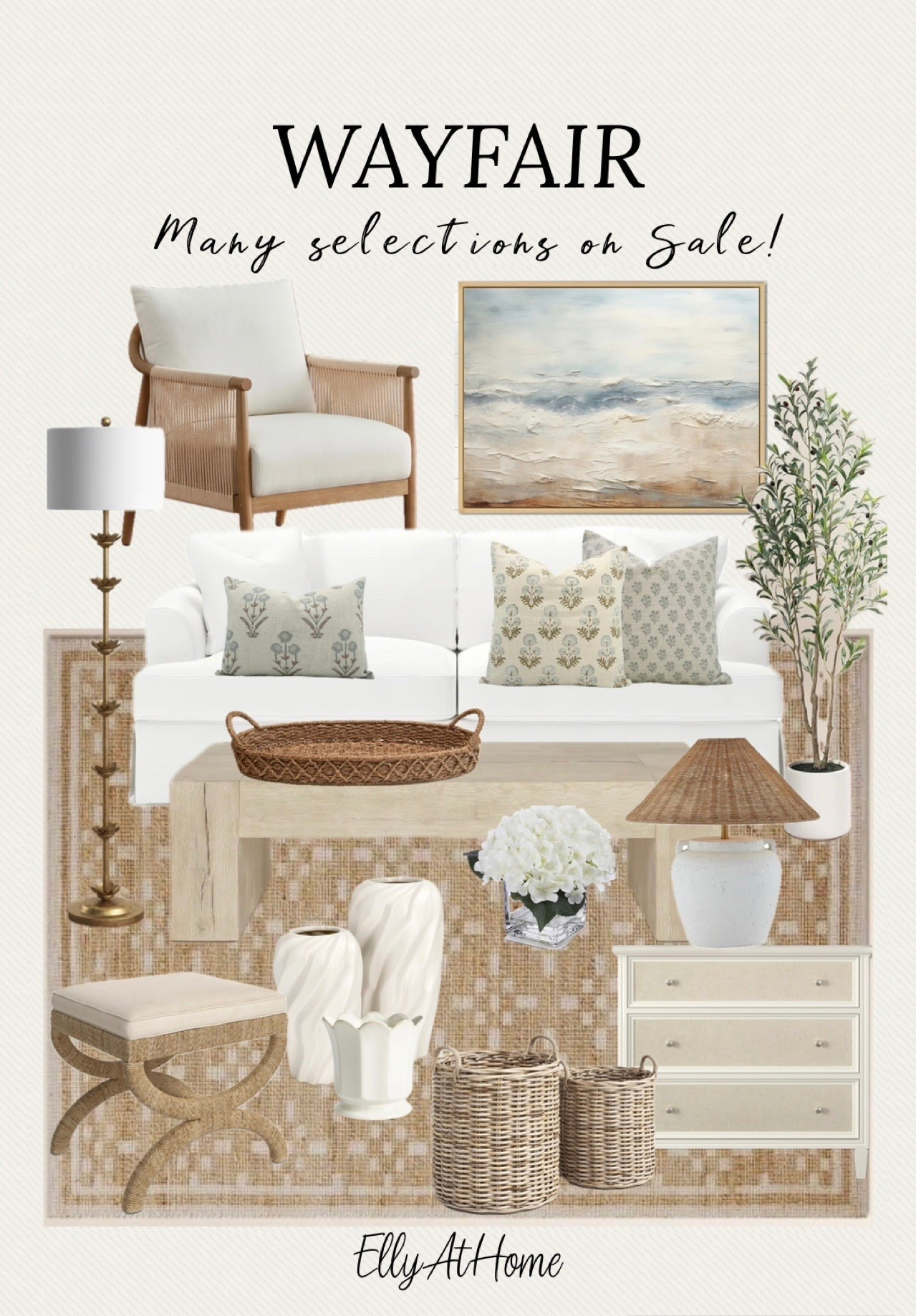 Wayfair living room spring to summer styling! Shop furniture, rug, lighting, decor, throw pillows + more! Free shipping.

#LTKHome #LTKSaleAlert