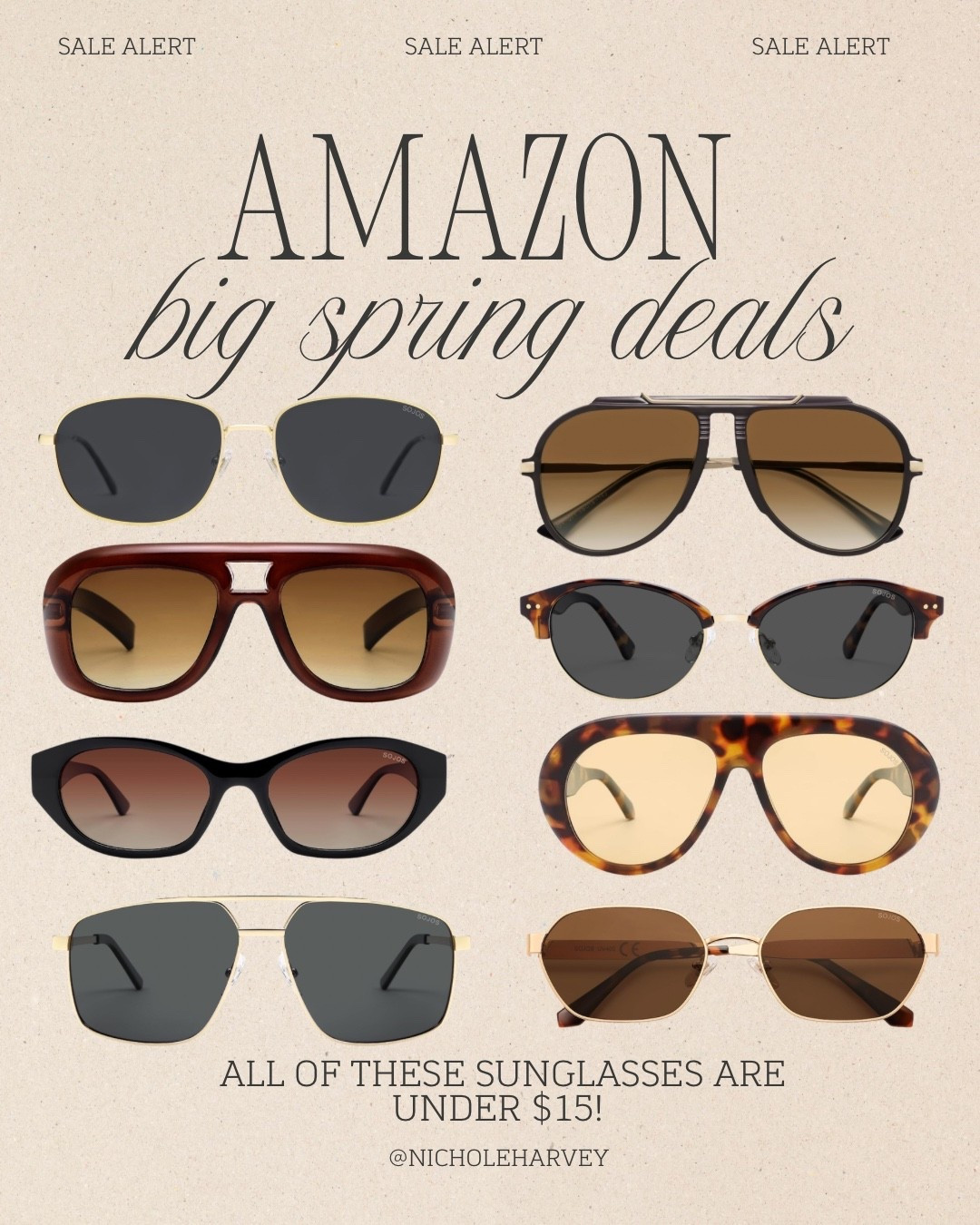 Amazon-big spring deals! My fave sunglasses from SOJOS are all on sale right now! They are normally around $20 and they're on sale for under $15! I love them so much and reach for them over designer pairs u have. I linked some options I have and other fun styles!⬆️

#Itkcreator #Itkfinds
#Itkwatchnow #amazon #amazonfinds #amazonsale #amazonbigspringdeals #sunglasses

#LTKSeasonal #LTKSaleAlert #LTKootd