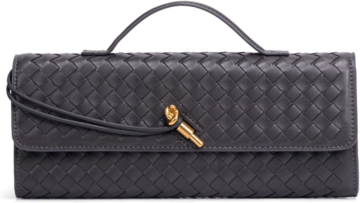 Women's for Woven Evening Bags Vegan Leather Clutch Handbags, Trendy Crossbody Bag Clutch Purses | Amazon (US)