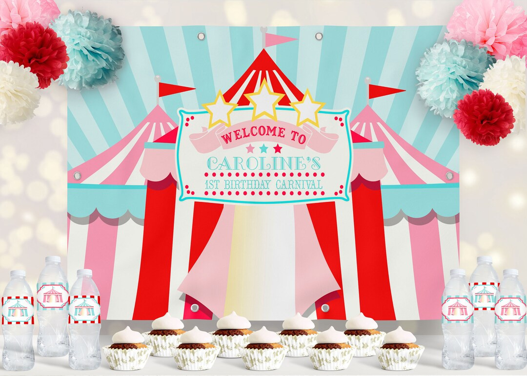 PRINTABLE Red & Pink Circus/carnival Backdrop Mixed Tents 4' Feet Tall X 6' Feet Wide Customer Ca... | Etsy (US)