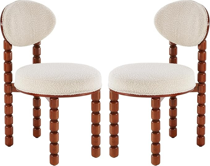 Spindle Dining Chairs Set of 2, Spool Armless Dining Room Chairs, Mid Century Vintage Upholstered... | Amazon (US)