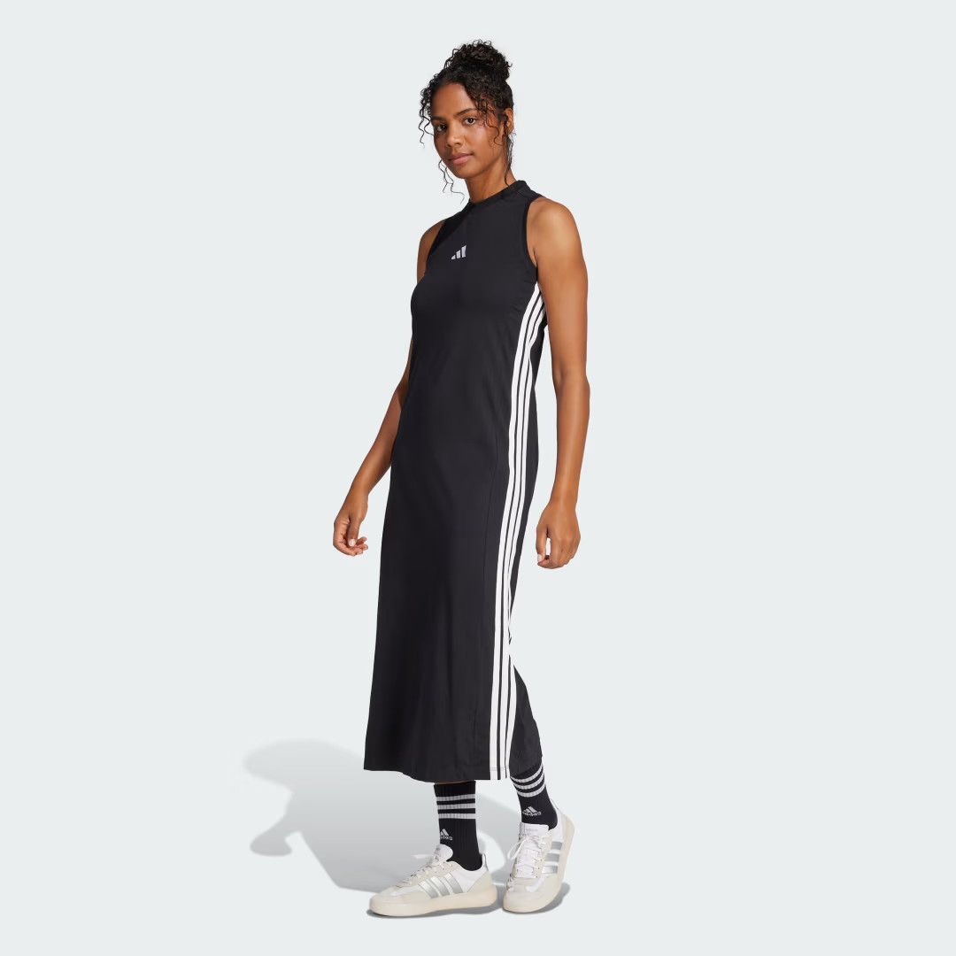 adidas Essentials 3-Stripes Long Racerback Dress Black L - Womens Dance Skirts & Dresses | adidas (US)