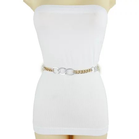 New Women Gold Metal Silver Thick Links Skinny Waistband Fashion Belt Size XS S M | Walmart (US)