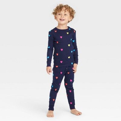 Toddler Valentine's Day Heart Print Matching Family Pajama Set - Navy | Target